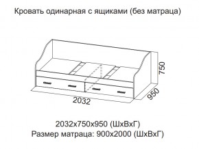 Кровать одинарная с ящиками (Без матраца 0,9*2,0) в Гремячинске - gremyachinsk.магазин96.com | фото